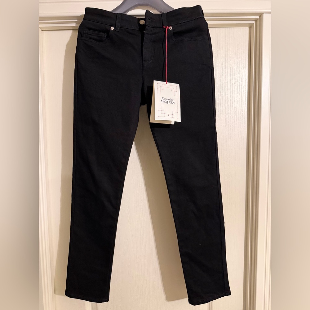 ❗️NWT❗️Alexander McQueen Black Denim Trousers with Logo Patch.